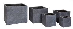 Plantenbak Arizona Cubi - L44 X B44 X H38cm - Donkergrijs -Buitentuinonderhouds Winkel arizona cubi graphite w44h38 plantenbak 7 8