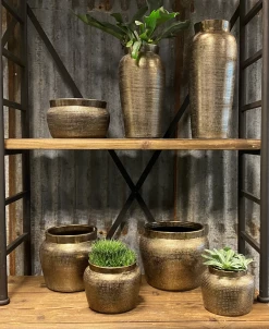 Bloempot Marrakesh - D21 X H17cm - Zilver Goud -Buitentuinonderhouds Winkel bloempot marrakesh serie 3 1