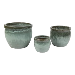 Bloempot Glazed Delta Rim - D21 X H16cm - Groen -Buitentuinonderhouds Winkel glazed delta rim moss green d21h16 bloempot groen 6 4