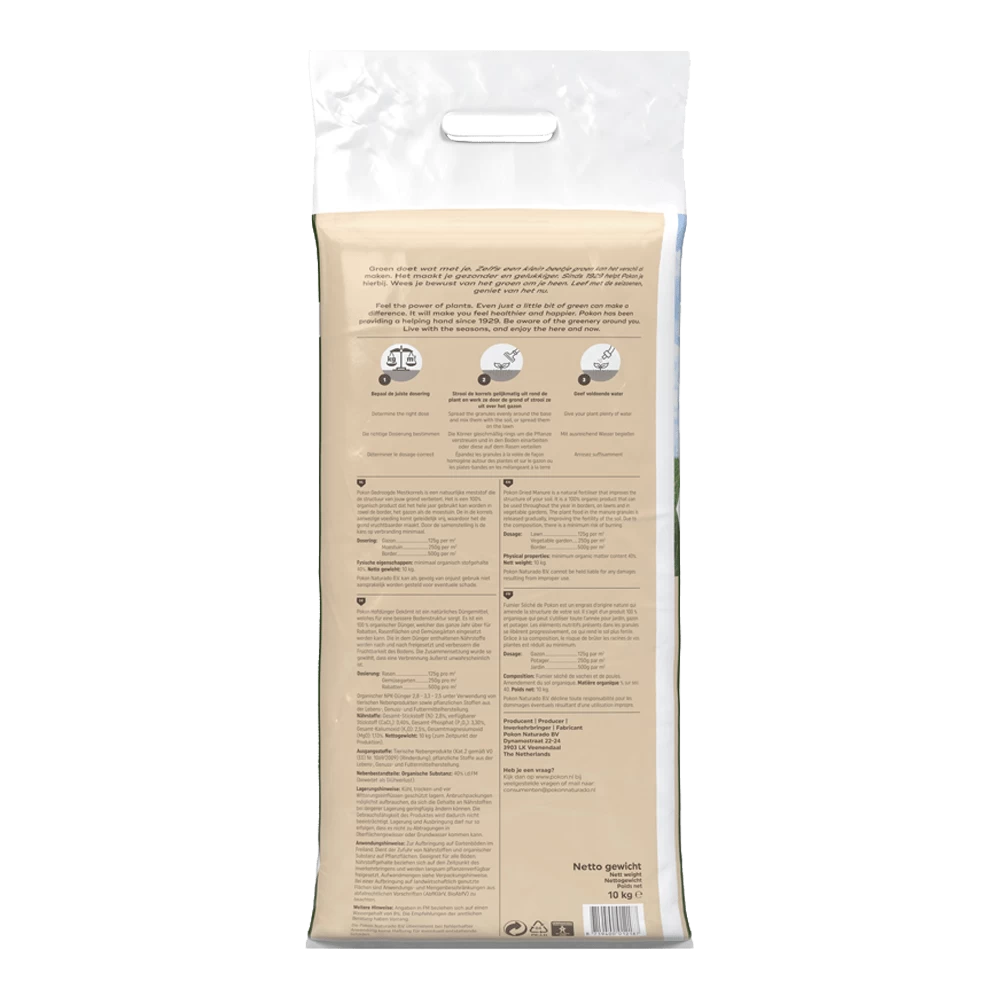 Pokon Gedroogde Mestkorrel 10kg - Tuinplanten Voeding, Gazonmeststof 4 Pokon Gedroogde Mestkorrel 10kg - Tuinplanten Voeding, Gazonmeststof - Afbeelding 2