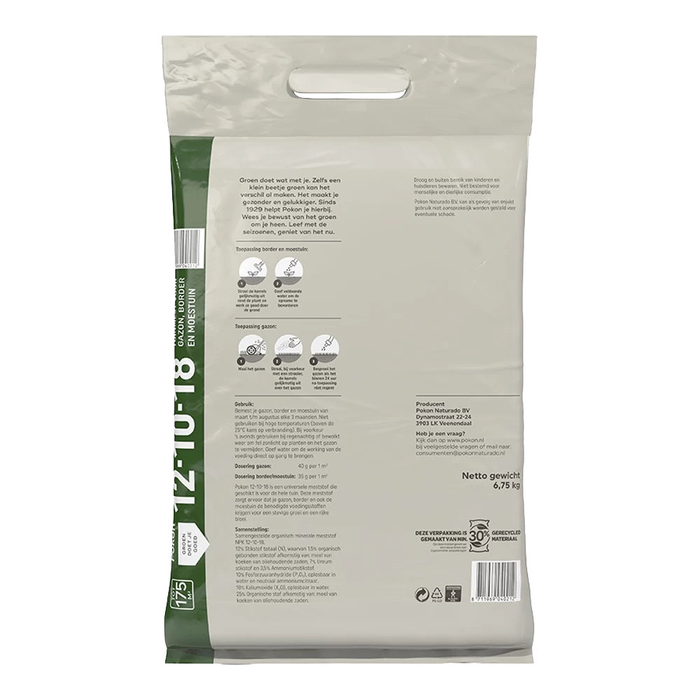 Pokon Tuinmest 12-10-18 6,75kg - Tuinplanten Voeding, Gazonmeststof - Afbeelding 2