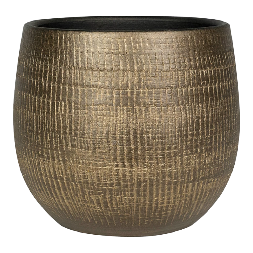 Bloempot Ryan - D22 X H20cm - Shiny Gold 3 Bloempot Ryan - D22 X H20cm - Shiny Gold