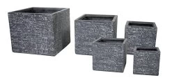 Plantenbak Utah Cubi - L27.5 X B27.5 X H28cm - Donkergrijs -Buitentuinonderhouds Winkel utah cubi graphite w27h28 plantenbak 6 8